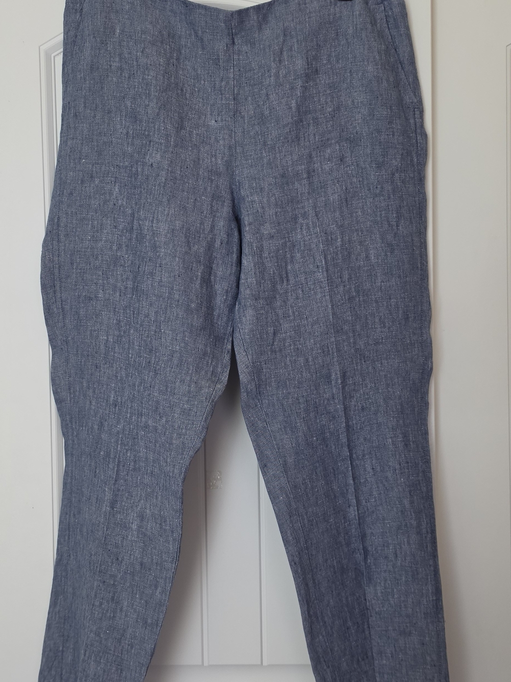 J. Jill Straight-Leg Linen-Blend Pants in Chambray Blue